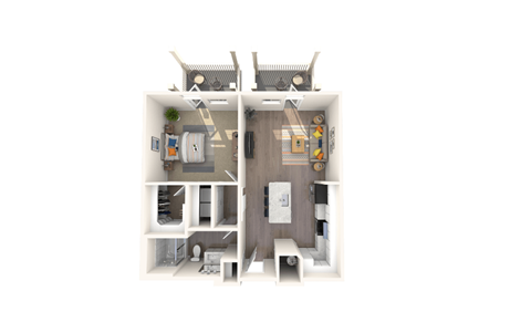 Floor plan for 1 bed, 1 bath, 790 sqft